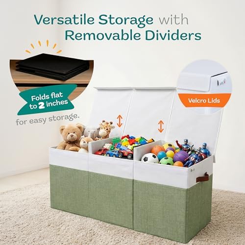 SoftOwl Extra Large Toy Storage Organizer with Lid - Sturdy, Collapsible Toy Chest Storage Box Design - Toys Bin with Dividers for Kids, Nursery, Bedroom, Playroom 37"x16"x14" - Image 5