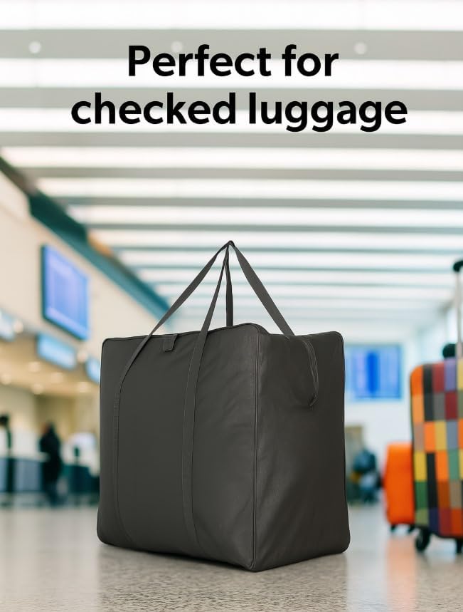 Extra Large Foldable Duffel Bag for Travel – Heavy-Duty Cargo Bag with Zippers & Reinforced Handles, TSA Approved, Water-Resistant, Security strap 36x27x16inch, load up to 120 lb - Image 5