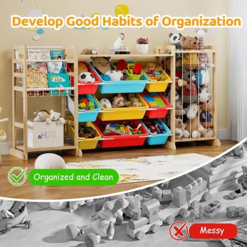 65" Large Toy Storage Organizer with Bookshelf and Stuffed Animal Storage - Image 5