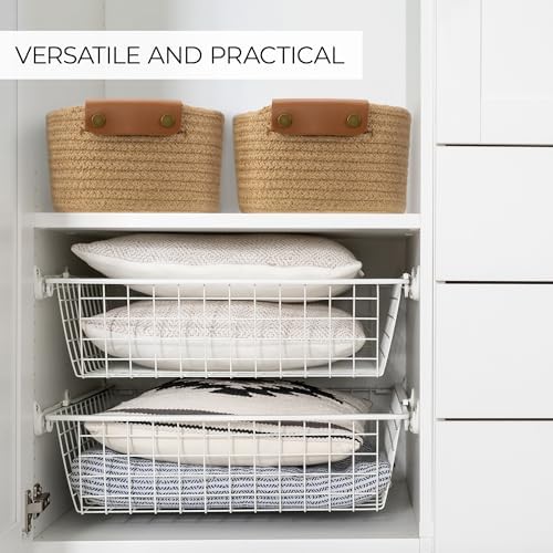 Beautiful Storage Basket Set of 5 - Sturdy Jute Rope Baskets for Shelves - Image 6