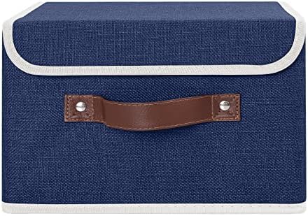 ANMINY Fabric Storage Box Bins with Lids, Blue, 10"x8"x7" - Image 2
