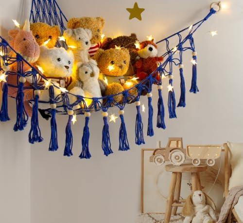 Stuffed Animal Toy Storage Hammock with LED Light,Plushie Net for RoomDecor - Image 2