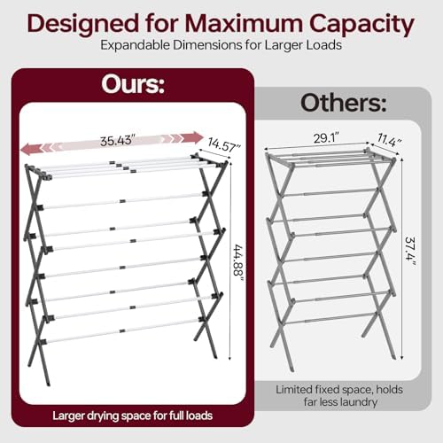 APEXCHASER Large Clothes Drying Rack, 14.57" D × 44.88" H - Image 2