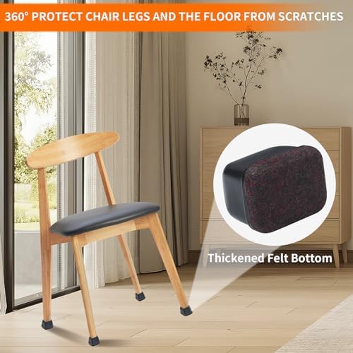 Ezprotekt 8pcs Rectangle Silicone Chair Leg Floor Protectors with Felt - Image 3