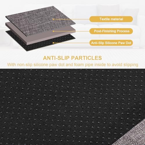 Sofa Armrest Organizer Non-Slip Remote Control Holders for Recliner Couch Chair Armchair Caddy with 5 Pockets for Table,Cell Phone,Ipad,Magazines,Books (Lightgrey, 13 x 35 Inch) - Image 3