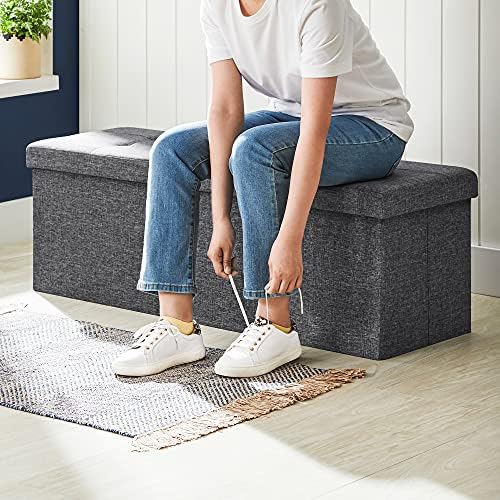 SONGMICS 43.3 Inches Storage Ottoman, Foldable Bench with Flipping Lid - Image 6