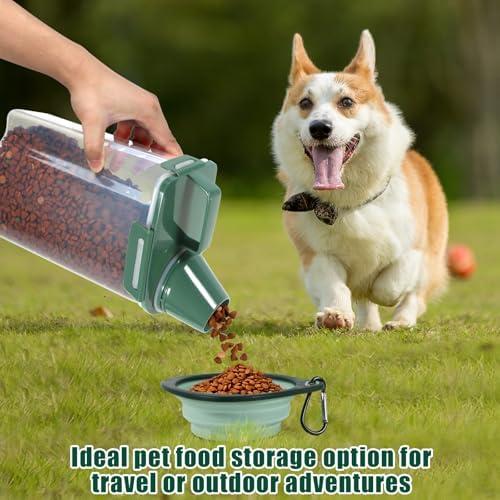 2 Pack 3 Lbs Pet Dog Cat Food Storage Containers for Travel - Pine Green - Image 3