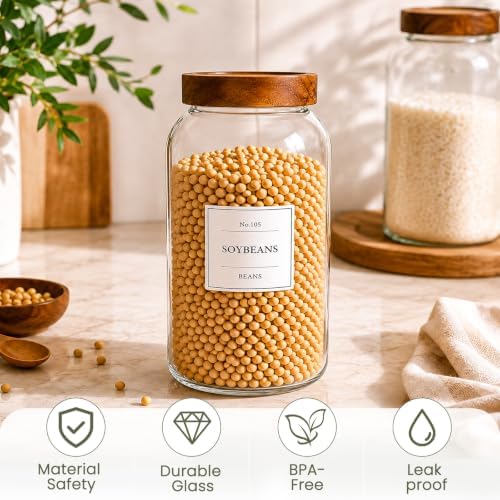 CONNOO 3Pcs-93oz Large Cereal Containers Storage with Acacia Wood Lids - Image 5