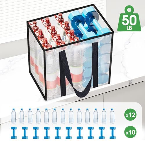 Reusable Grocery Bags, Clear Shopping Bags, 4 Pack, 33L - Image 5