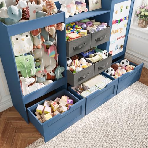 61" W Wooden Kids Toy Storage Organizer with Stuffed Animal Storage - Image 5