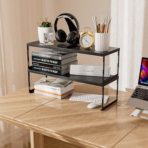 Stackable Expandable Metal Shelf Organizer - Adjustable Wire Storage Rack with Holes for Kitchen, Bathroom, Cabinet, Office - Space Saving, Durable & Sturdy Design（3PACKS/Medium/Black - Image 6