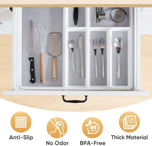 BALEINE Non-Adhesive Drawer Shelf Liners for Kitchen Cabinets, 24'' x 30' - Image 2