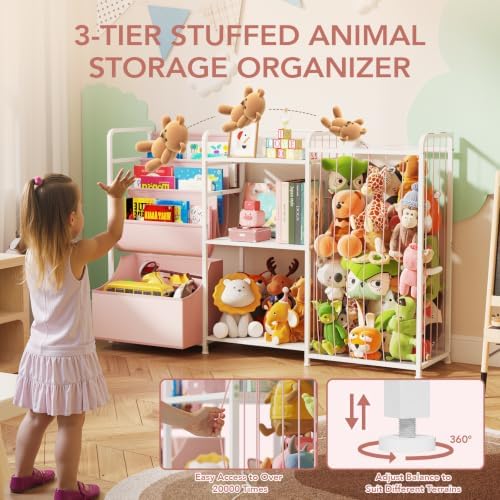 BBLIKE Kids Bookshelf and Toy Storage Organizer with Stuffed Animal Storage - Image 3