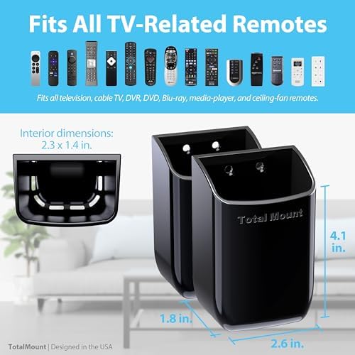 TotalMount Drop-Free Remote Holders – Removable Adhesive – Black (2 Pack) - Image 3