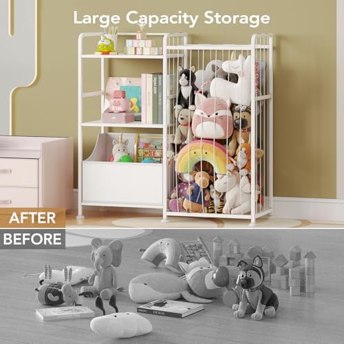 BBLIKE Toy Storage Organizer, Stuffed Animal Storage with Toy Bin, White - Image 3