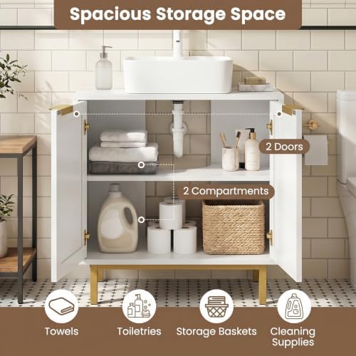 LOKO 24-Inch Under Sink Storage Cabinet, Bathroom Sink Cabinet (White) - Image 5