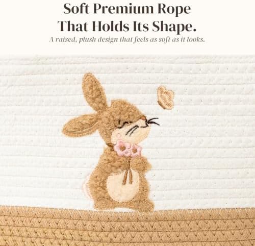 Baby Diaper Caddy Organizer, Bunny Cotton Rope Nursery Basket - Image 4