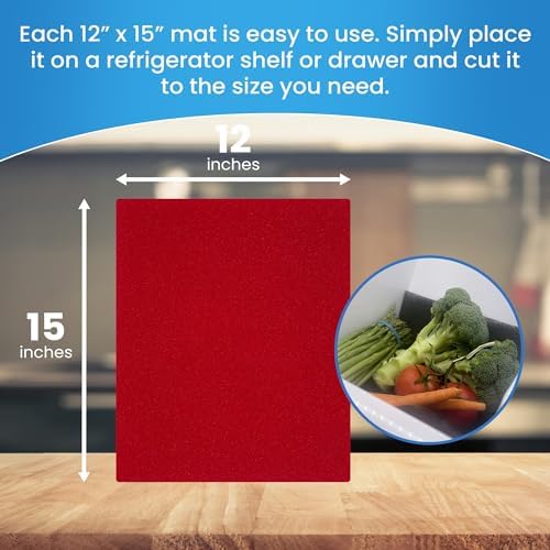 Bluapple FreshMats Fridge Shelf Liners, Red, 12x15, Set of 4 Mats - Image 2