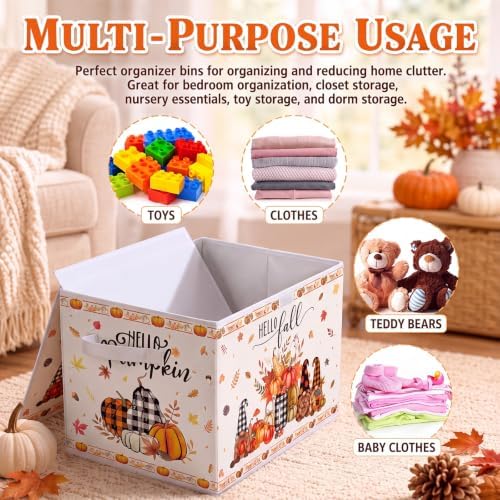 Briwooody Fall Storage Bin with Lid and Carrying Handle Gnome Storage Box - Image 6