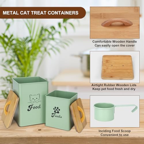 Cat Food Storage Container with Scoop, 2PCS Cat Food Storage Container with Lids Airtight, Cat Treat Jars for Kitchen Counter-7+3Lbs, Cat Cookie Jar for Storage,Saga Green - Image 4