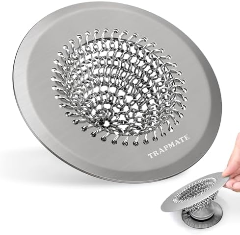 TRAPMATE Hair Catcher Shower Drain, Prevent Clogging Bathtub Drain Hair Catcher, Easy Clean 304 Stainless Steel Shower Drain Cover Protector for Bathroom Regular & Pop-up Drain (Light Gray) by TRAPMATE