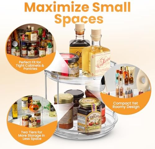 Oizeir Clear Two Tier Lazy Susan Organizer 2-Pack - Image 3