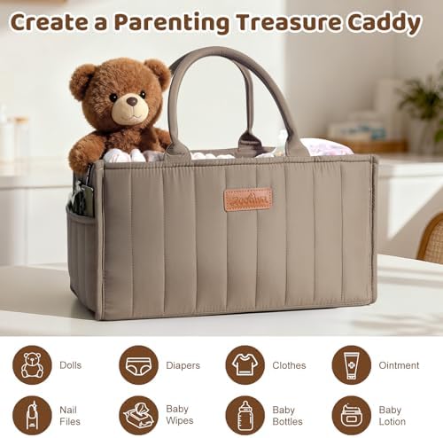Baby Diaper Caddy Organizer, Portable Nursery Storage Basket - Image 5