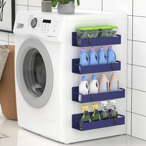 HuggieGems 4 Pack Dark Blue Magnetic Spice Rack Organizer for Refrigerator - Image 6