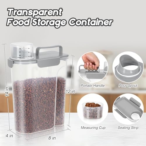 LEAWALK Cat Dog Pet Food Storage Container 3+5Lbs BPA-free Light gray - Image 4