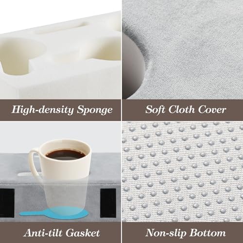 Luxspire Couch Cup Holder, Couch Caddy, 8 Holes, Gray - Image 6