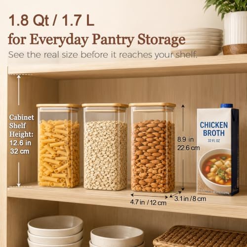 ComSaf Glass Storage Containers with Lids 1.8 Qt, 3 Pack Pantry Organizers - Image 3