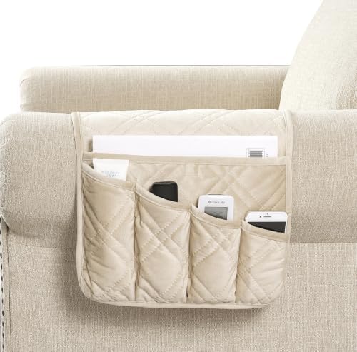 Brilliant Sunshine Beige Velvet Couch Armrest Organizer, 35"×13" by BrilliantSunshine