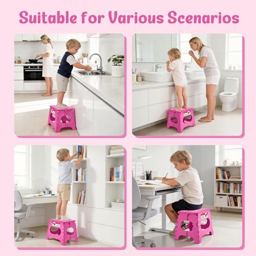 ACSTEP 11" Folding Step Stool for Kids and Adults, Holds 300 lb, Rose red - Image 5