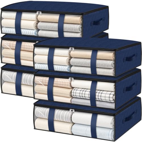 6 Pack Storage Bags, 40L Clothes Storage Containers, Storage Bins, Blue by StorageRight