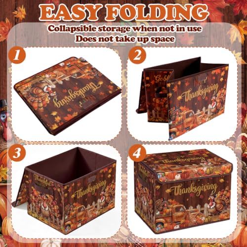 Briwooody Thanksgiving Turkey Storage Bin with Lid and Carrying Handle - Image 3