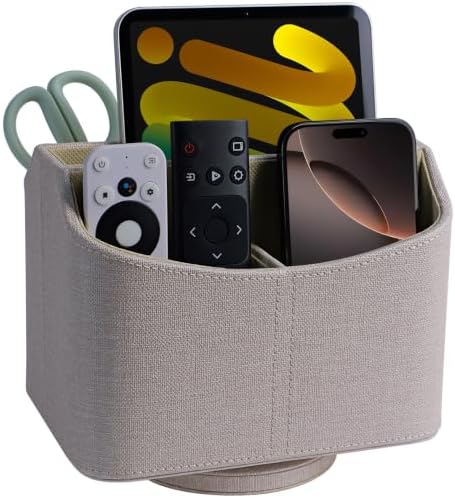 LAMOTI Remote Control Holder, 360° Rotating PU Leather Desk Organizer by LaMOTI