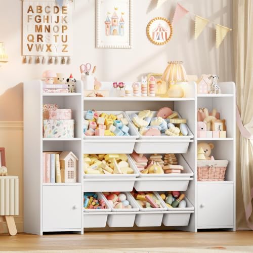 FOTOSOK Toy Storage Organizer with 8 Toy Bins, Kids Toy Storage by FOTOSOK