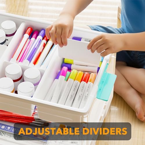 SpaceAid Craft Organizers and Storage - 24 QT Plastic Box Art Supply Storage Organizer Bin with Lid, Removable Trays and Dividers, Clear Container for Art and Craft Supplies,1 Pack - Image 5