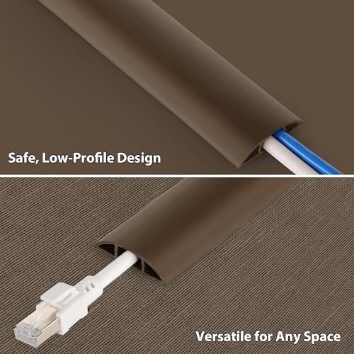 ZhiYo 3.6ft Floor Cord Cover, Cable Cavity 0.6" W x 0.3" H, Coffee Brown - Image 3
