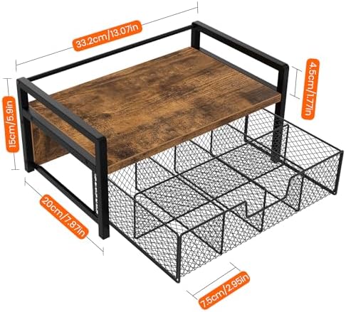 Homode Tea Bag Organizer, Wood Tea Organizers and Storage Chest, Teabag Holder with Storage Drawer,Tea Station Chest Display Container Box for Countertop Kitchen, Rustic Brown - Image 3