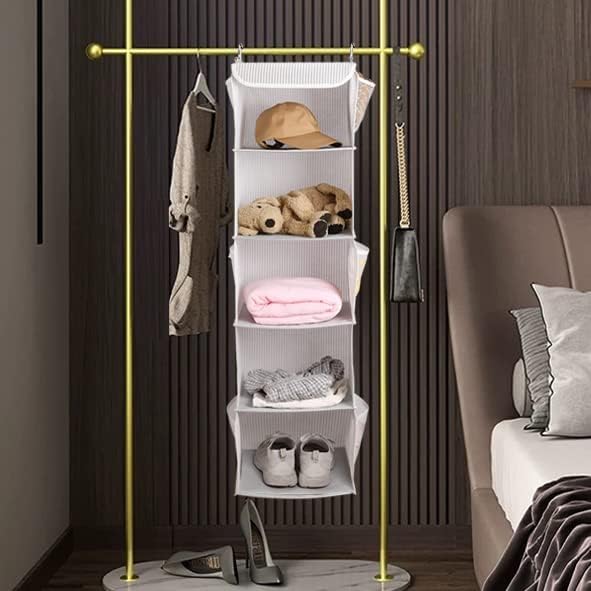 BrilliantJo 5 Shelves Hanging Closet Organizer, 2 Pack Hanging Storage with 6 Side Pockets for Clothes Shoes, 43"x12"x12"(Strip) - Image 2