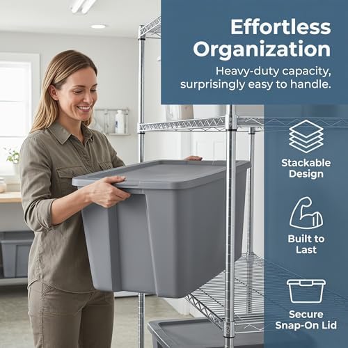 30 Gallon Stackable Heavy Duty Plastic Storage Bin With Secure Lid - Image 3