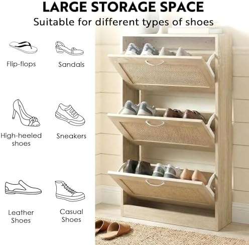 HOPUBUY Shoe Cabinet for Entryway, Narrow Shoe Storage with 3 Flip Drawers - Image 6
