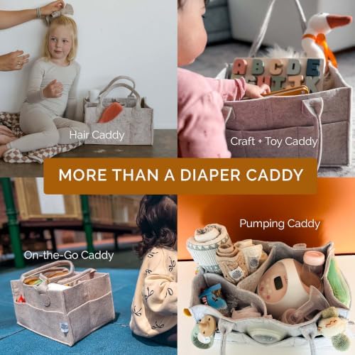 Parker Baby Co. Felt Diaper Caddy Organizer - Regular, Sage - Image 6