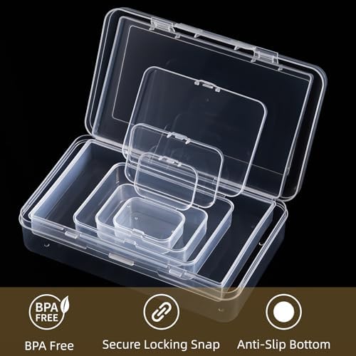 42 Pieces Mixed Sizes Rectangular Empty Mini Clear Plastic Organizer Box - Image 3