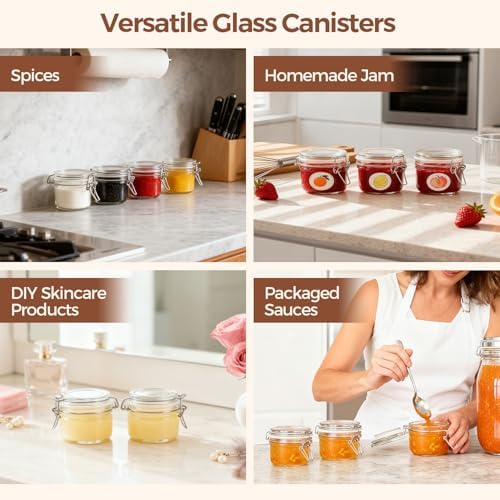 ComSaf Small Glass Spice Jars with Airtight Lids 4 oz 12 Pack Mason Pantry - Image 7