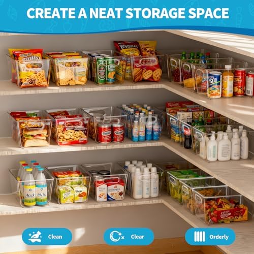 Clear Stackable Fridge Organizer with Lids, 4 Pack Large 11.5×7.5×6 Inch - Image 2