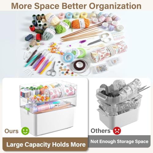 19QT Large Plastic Craft Organizers and Storage Box,3-Layer Portable Craft Storage Container with Handle,Art Supply Storage Organizer,Sewing Box Organizer - Image 3
