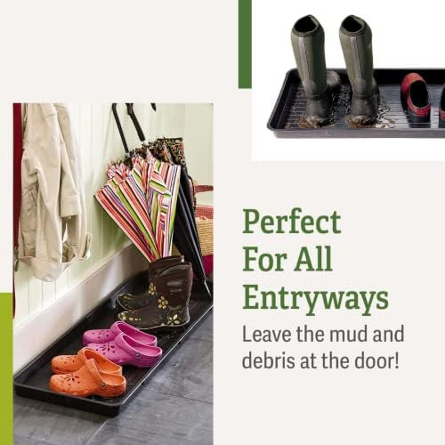 Gardener's Supply Company Large Boot Tray | Multi-Purpose All Weather Waterproof Indoor and Outdoor Shoe Mat Made with 100% Recycled Plastic | 46.5" L x 15.5" W 2" Deep - Black - Image 6