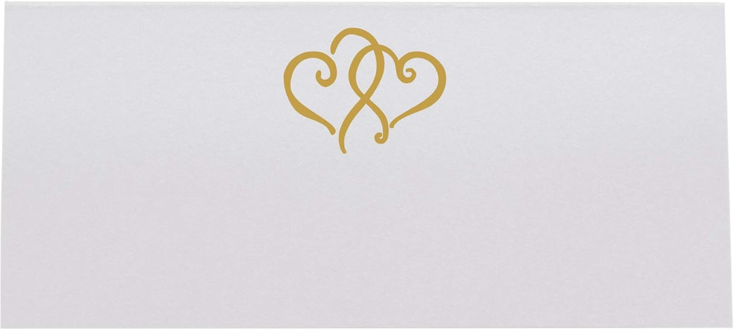 Linked Hearts Printable Place Cards, Gold (Choose Color), Set of 150 (25 Sheets), Laser & Inkjet Printers - Wedding, Party, Dinner, and Special Events - Made in the USA